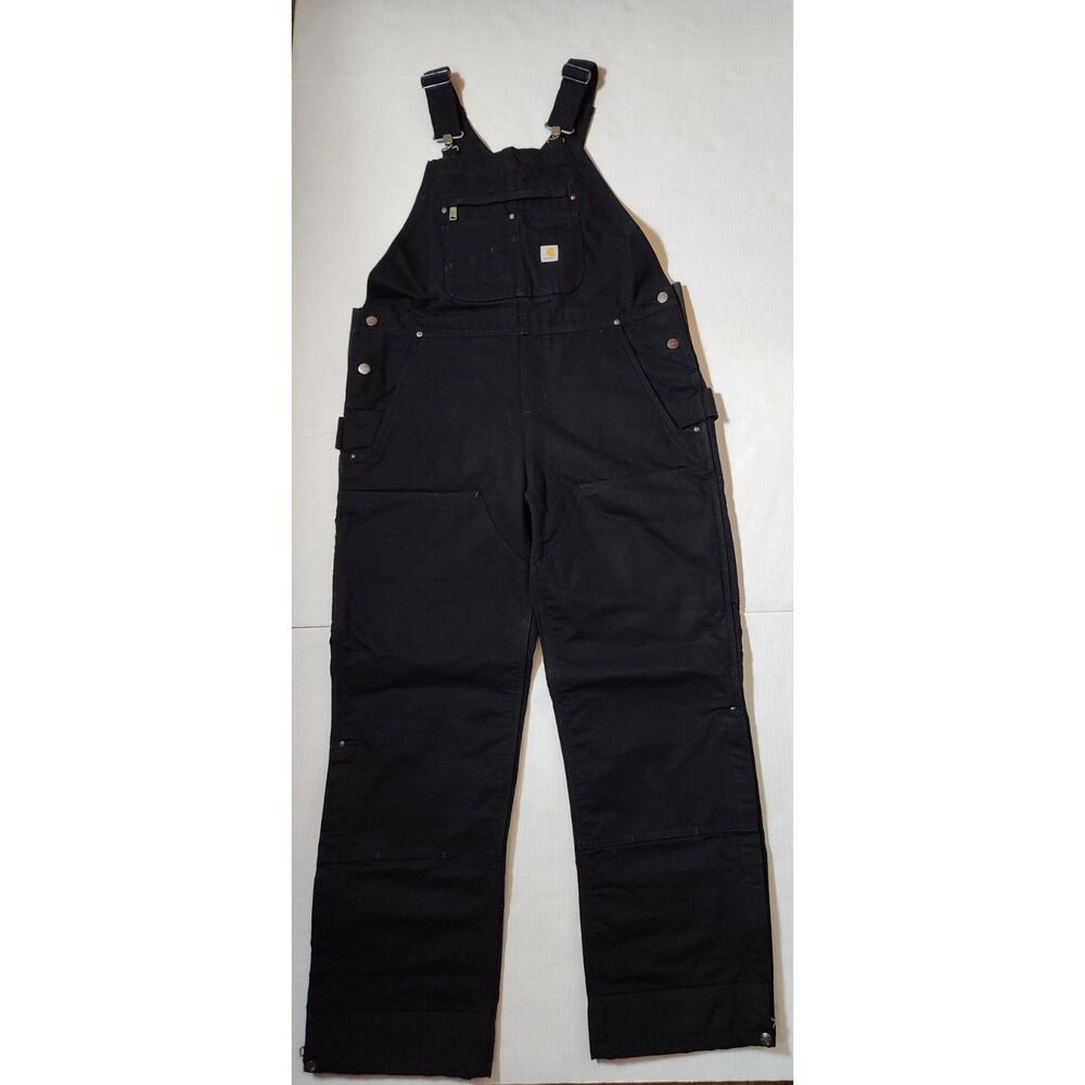 Carhartt Women’s Washed Duck Insulated Bib Overalls Large Regular Black